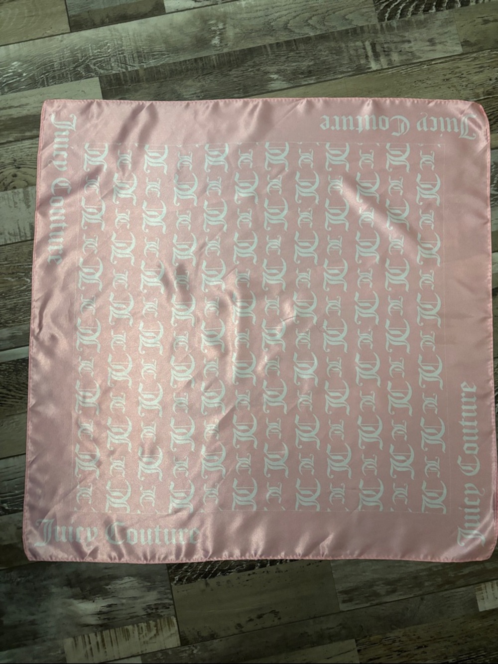 🌸. Juicy Couture Light Pink Logo Square Scarf